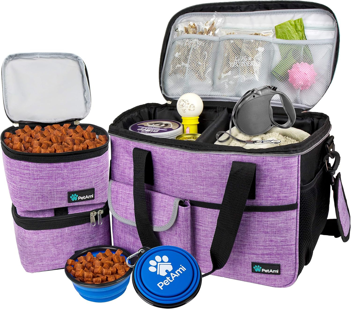 Medium Dog Travel Bag - Ultimate Organizer with Food Container & Bowls for Camping Adventures - Perfect Gift for Pet Lovers