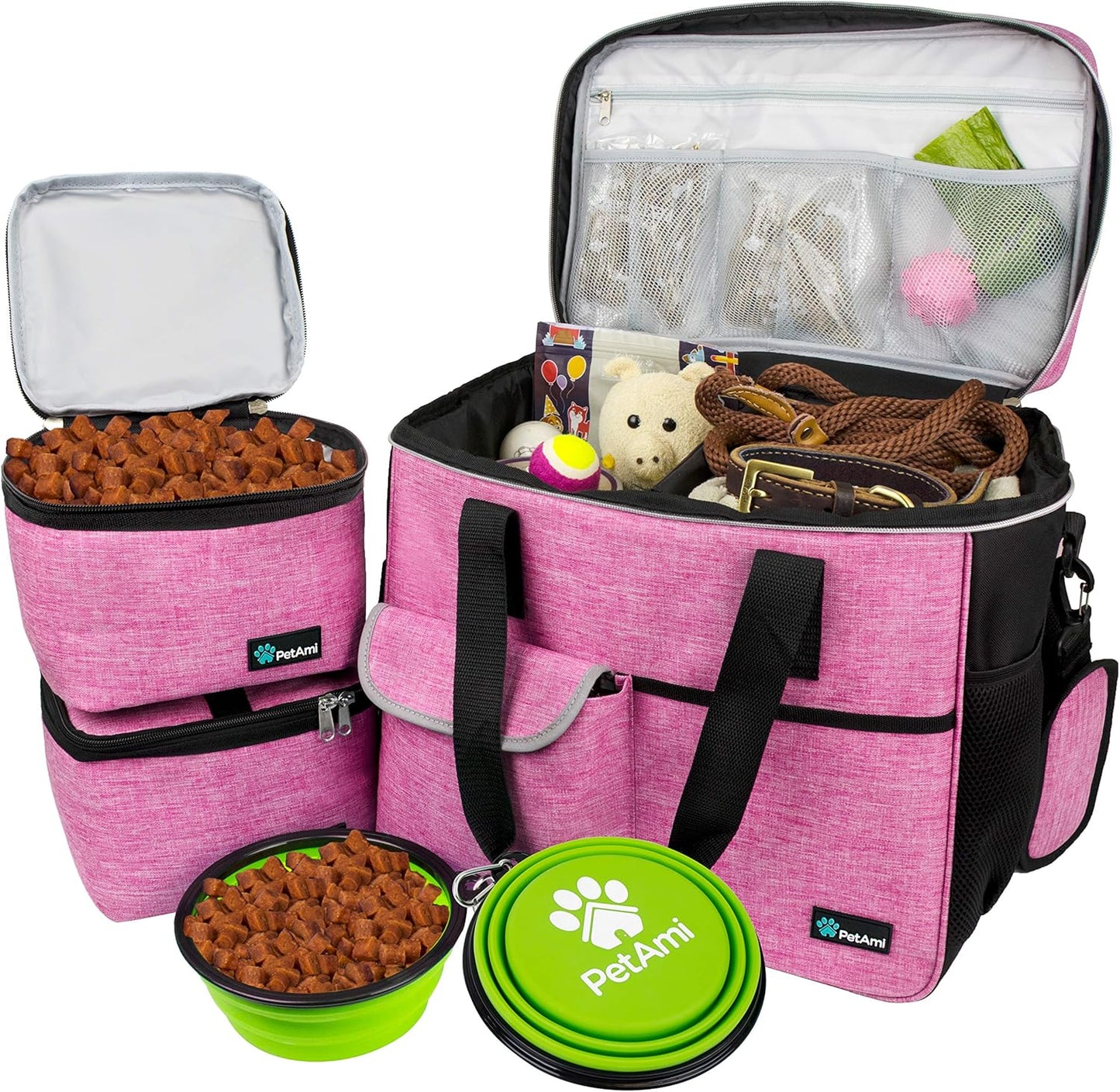 Medium Dog Travel Bag - Ultimate Organizer with Food Container & Bowls for Camping Adventures - Perfect Gift for Pet Lovers