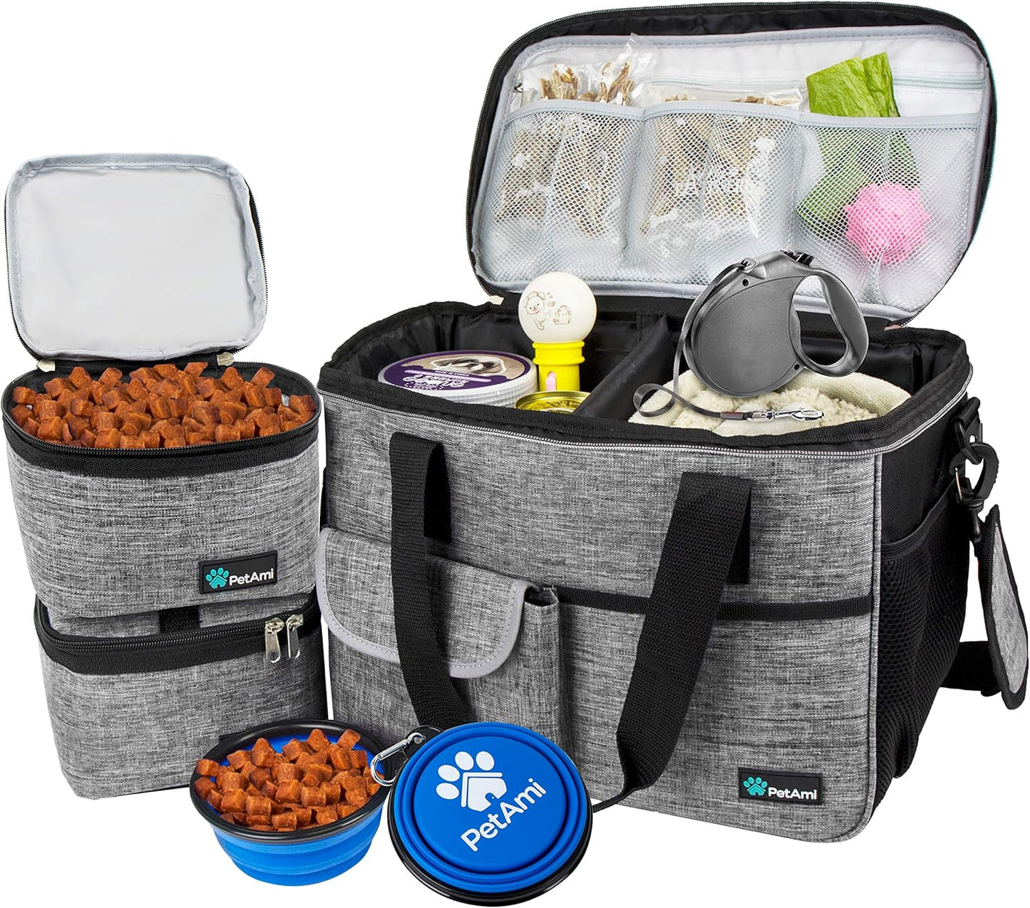 Medium Dog Travel Bag - Ultimate Organizer with Food Container & Bowls for Camping Adventures - Perfect Gift for Pet Lovers