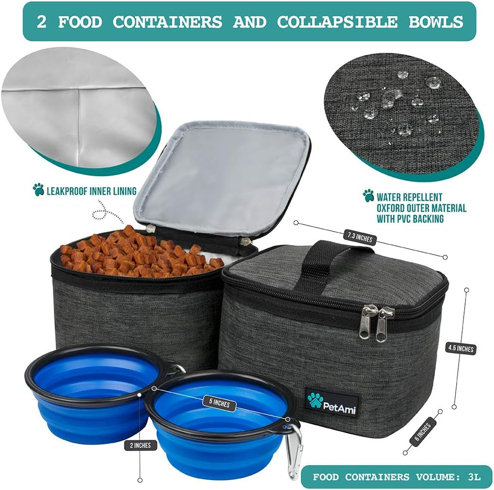 Medium Dog Travel Bag - Ultimate Organizer with Food Container & Bowls for Camping Adventures - Perfect Gift for Pet Lovers