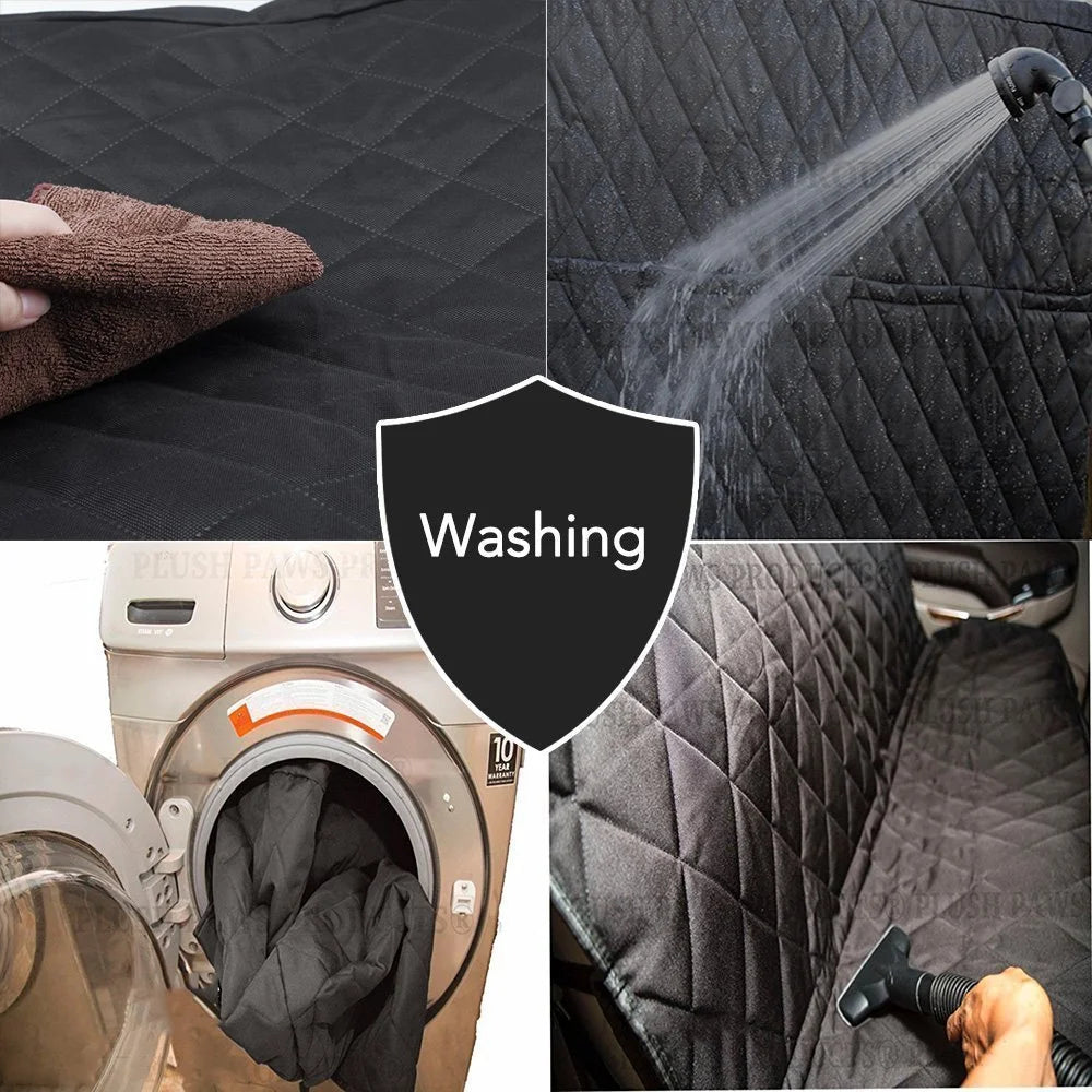 Dog Car Seat Cover, Waterproof Nonslip Pet Seat Cover for Back Seat with Storage Pockets Mesh Visual Window, Black Heavy Duty Scratchproof Pet Dog Seat Cover Hammock for Cars Trucks