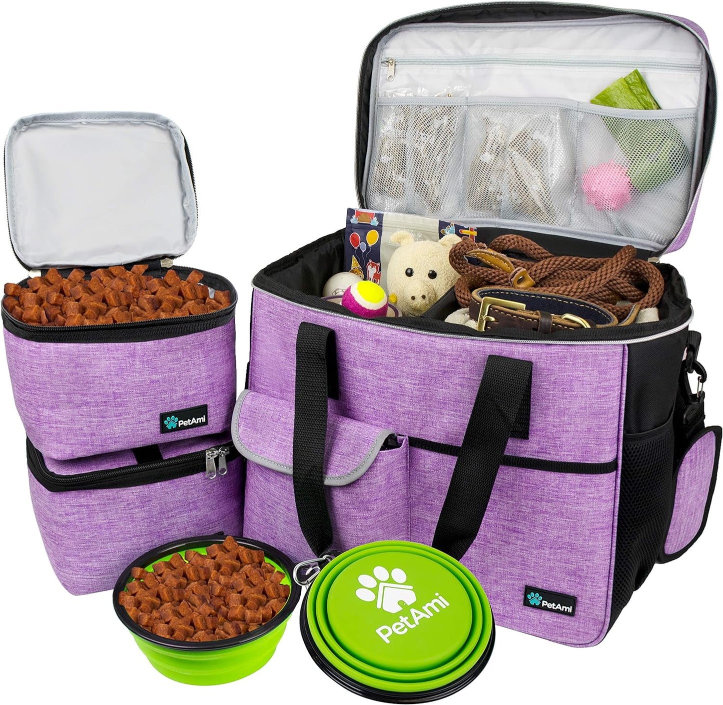 Medium Dog Travel Bag - Ultimate Organizer with Food Container & Bowls for Camping Adventures - Perfect Gift for Pet Lovers
