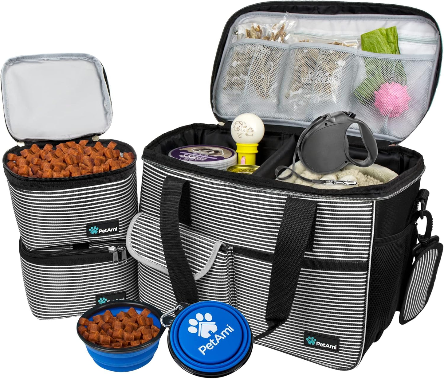 Medium Dog Travel Bag - Ultimate Organizer with Food Container & Bowls for Camping Adventures - Perfect Gift for Pet Lovers