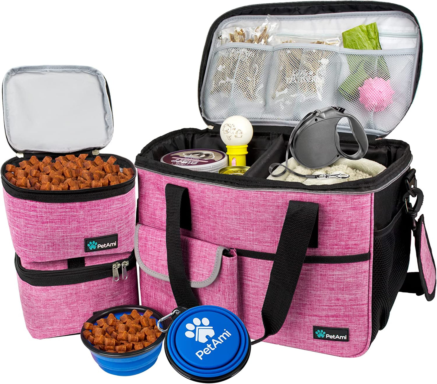 Medium Dog Travel Bag - Ultimate Organizer with Food Container & Bowls for Camping Adventures - Perfect Gift for Pet Lovers