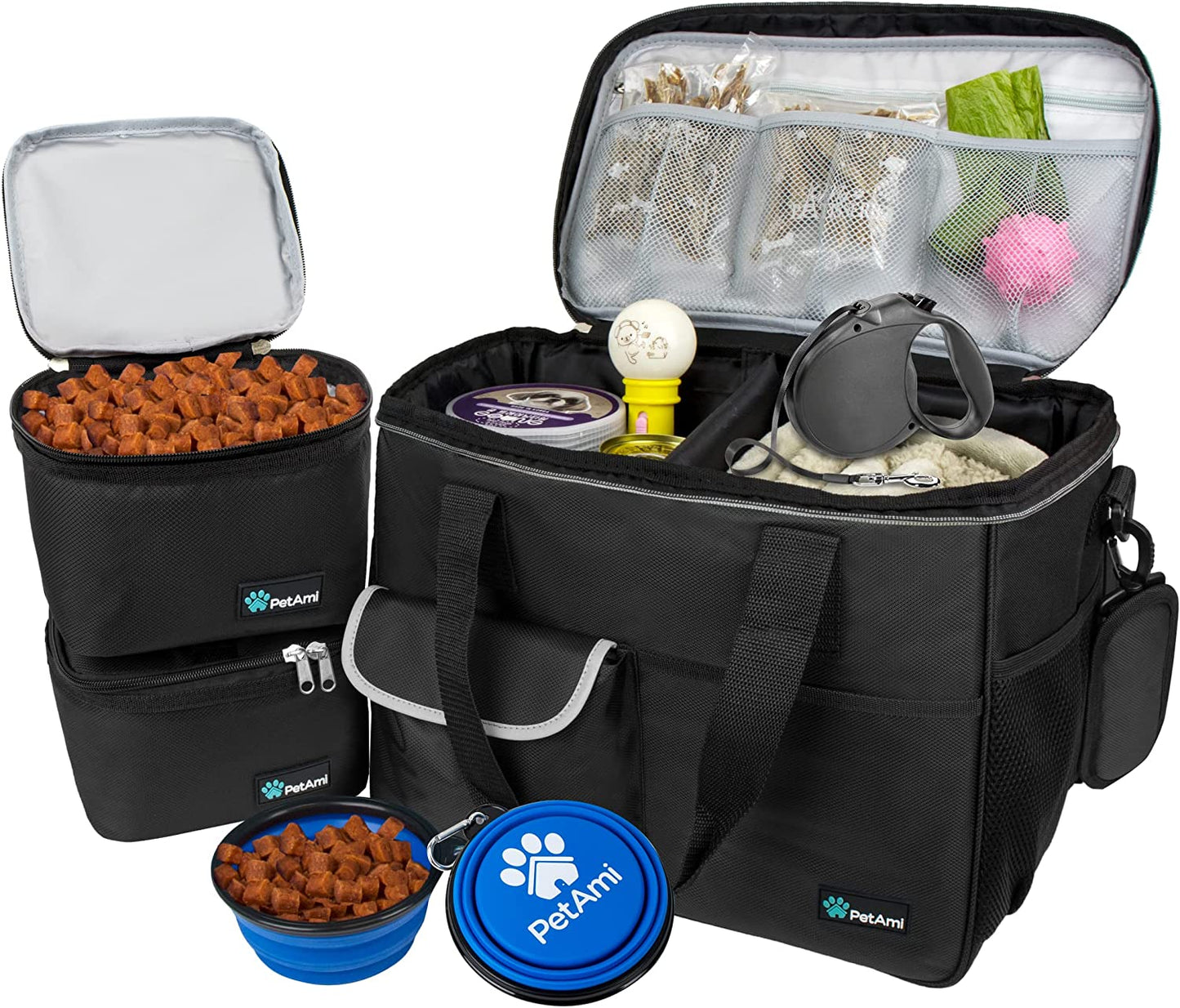 Medium Dog Travel Bag - Ultimate Organizer with Food Container & Bowls for Camping Adventures - Perfect Gift for Pet Lovers
