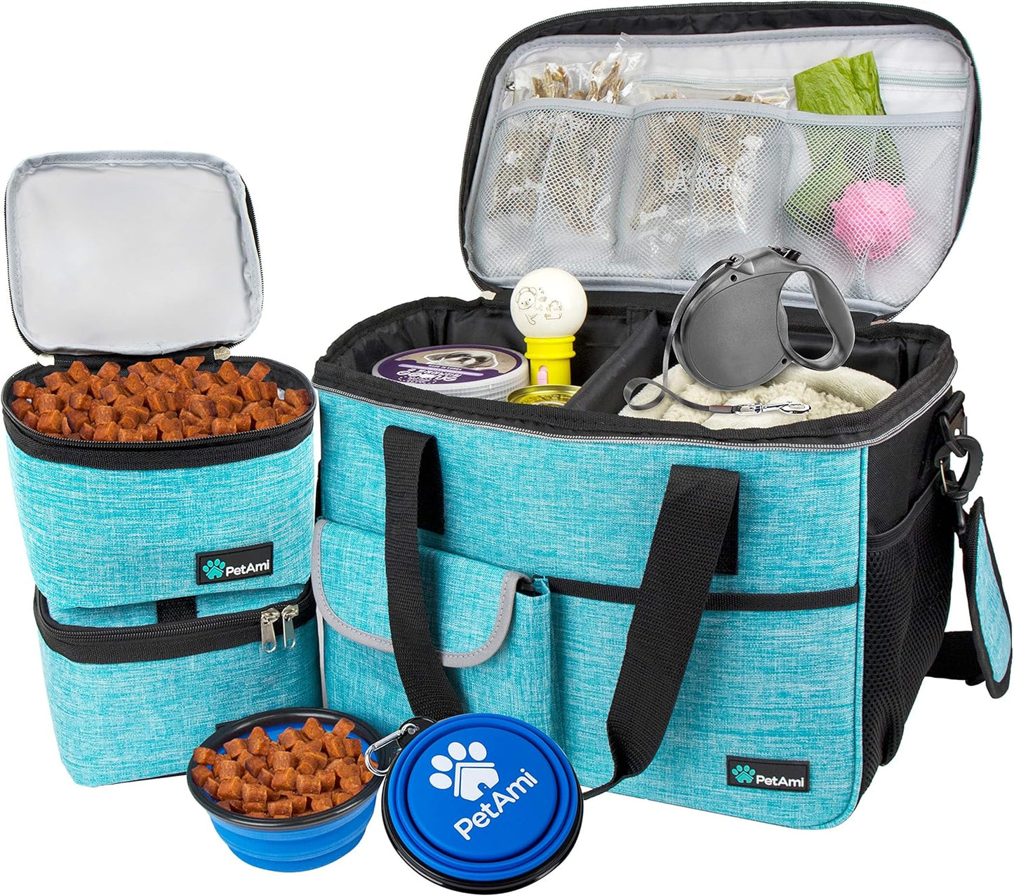 Medium Dog Travel Bag - Ultimate Organizer with Food Container & Bowls for Camping Adventures - Perfect Gift for Pet Lovers