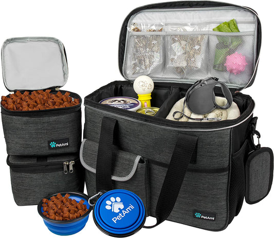 Medium Dog Travel Bag - Ultimate Organizer with Food Container & Bowls for Camping Adventures - Perfect Gift for Pet Lovers