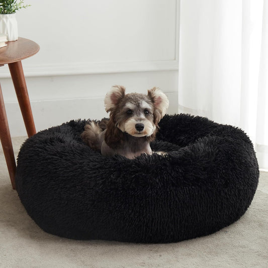 Calming Donut Dog & Cat Bed - Cozy Anti-Anxiety Cuddler for Small to Medium Pets